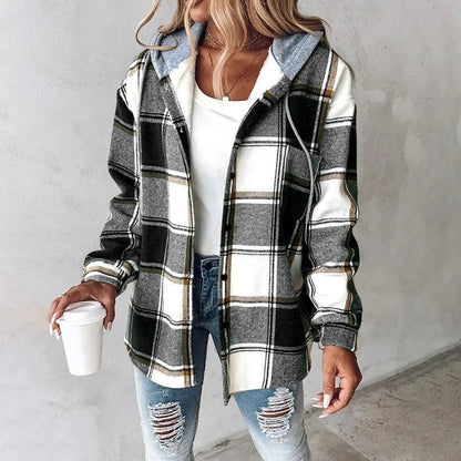 Jemima™ | Damen Knopf-Plaid-Jacke